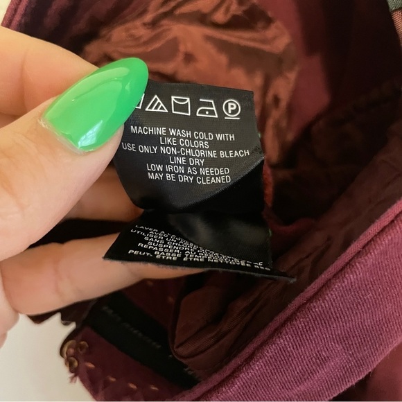 Anthropologie Essential Slim Striped Trouser Burgundy/Red Stripe Size 0 - Picture 7 of 8